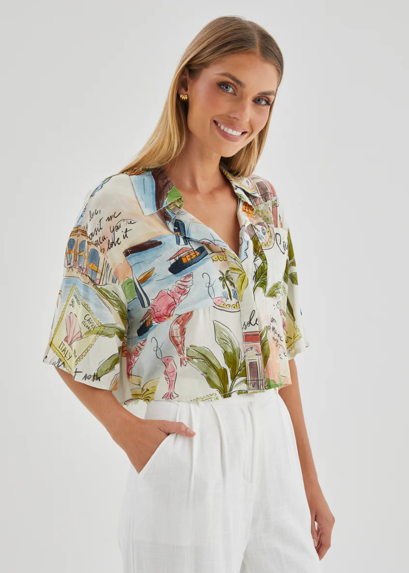 Cueva Cropped Shirt - Capri - Image 3