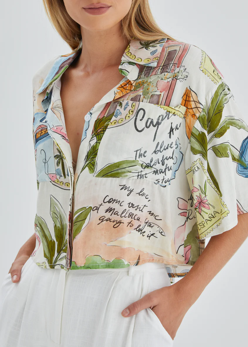 Cueva Cropped Shirt - Capri - Image 5