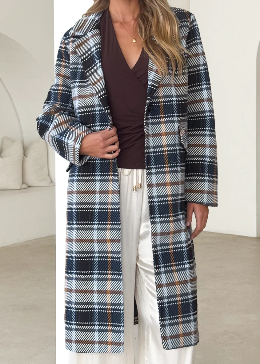 Cyan Coat - Navy Check - Image 8