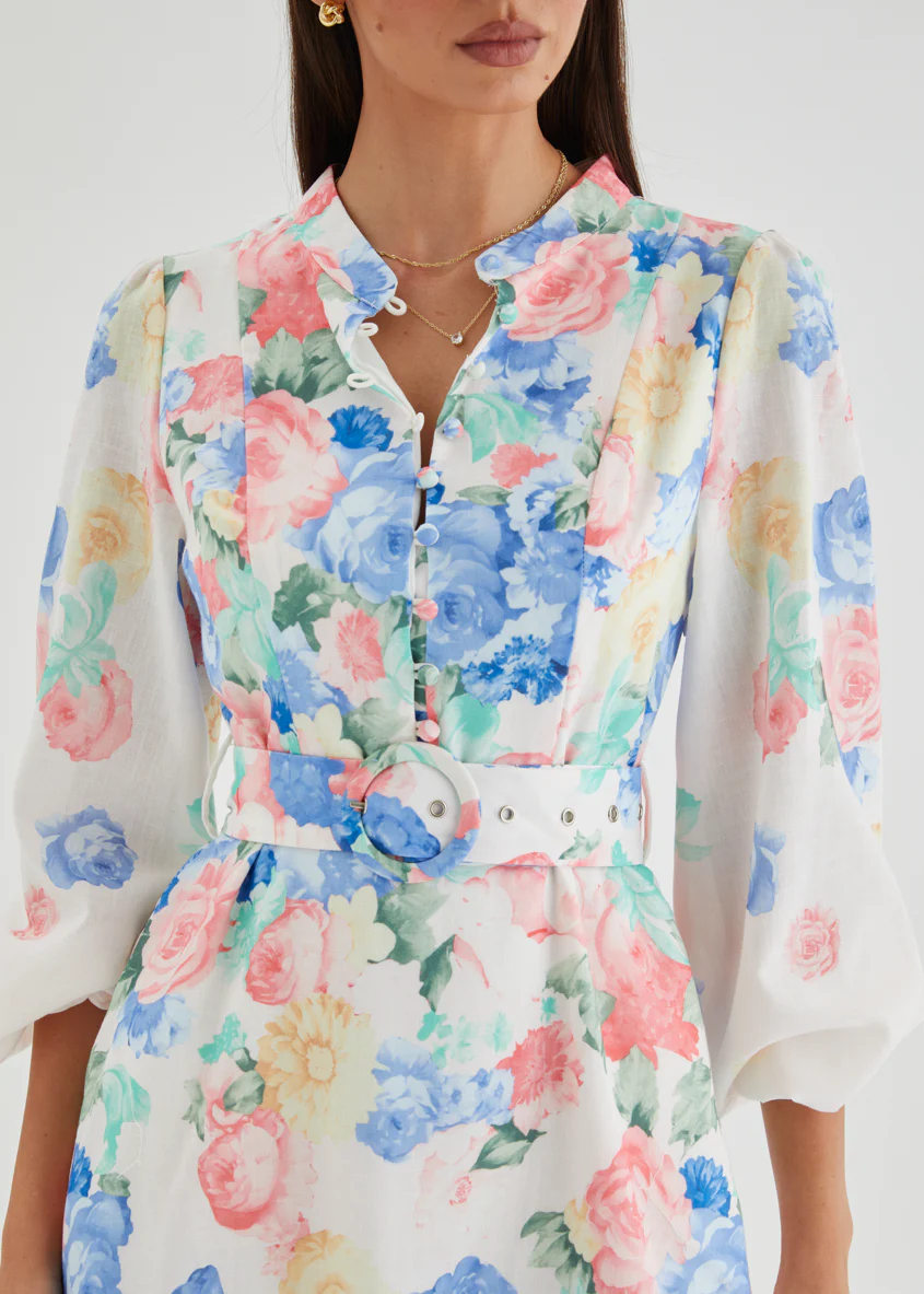 Delta Midi Dress - White Floral - Image 9