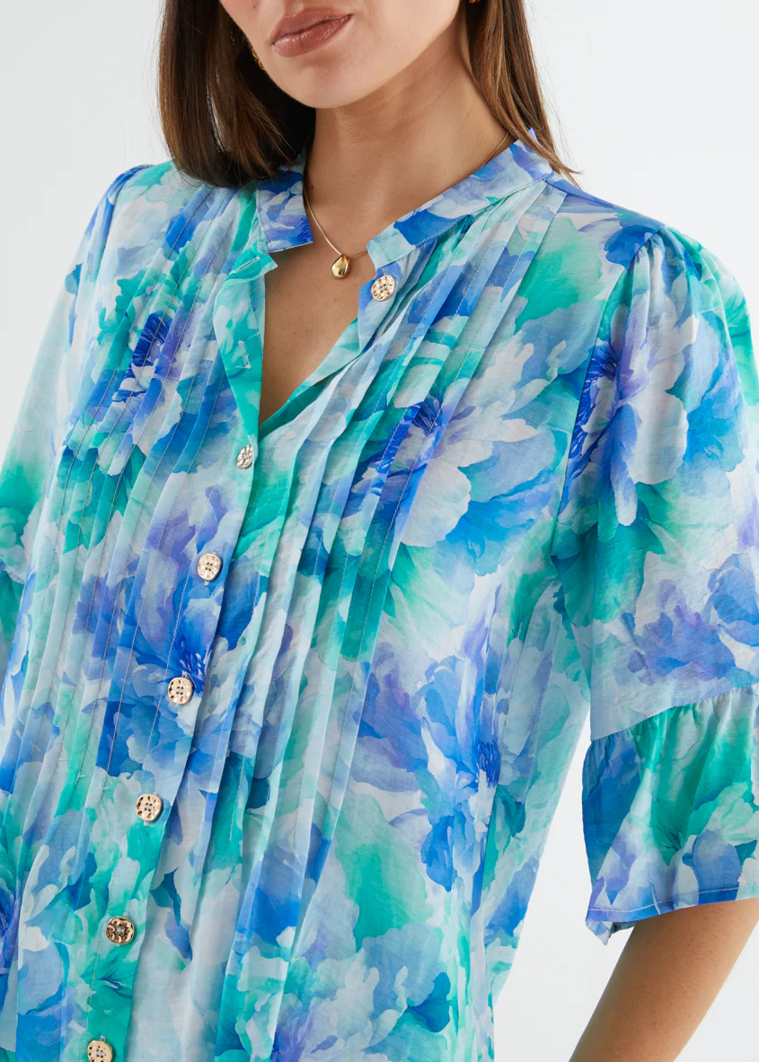 Diaz Blouse - Aqua Floral - Image 9