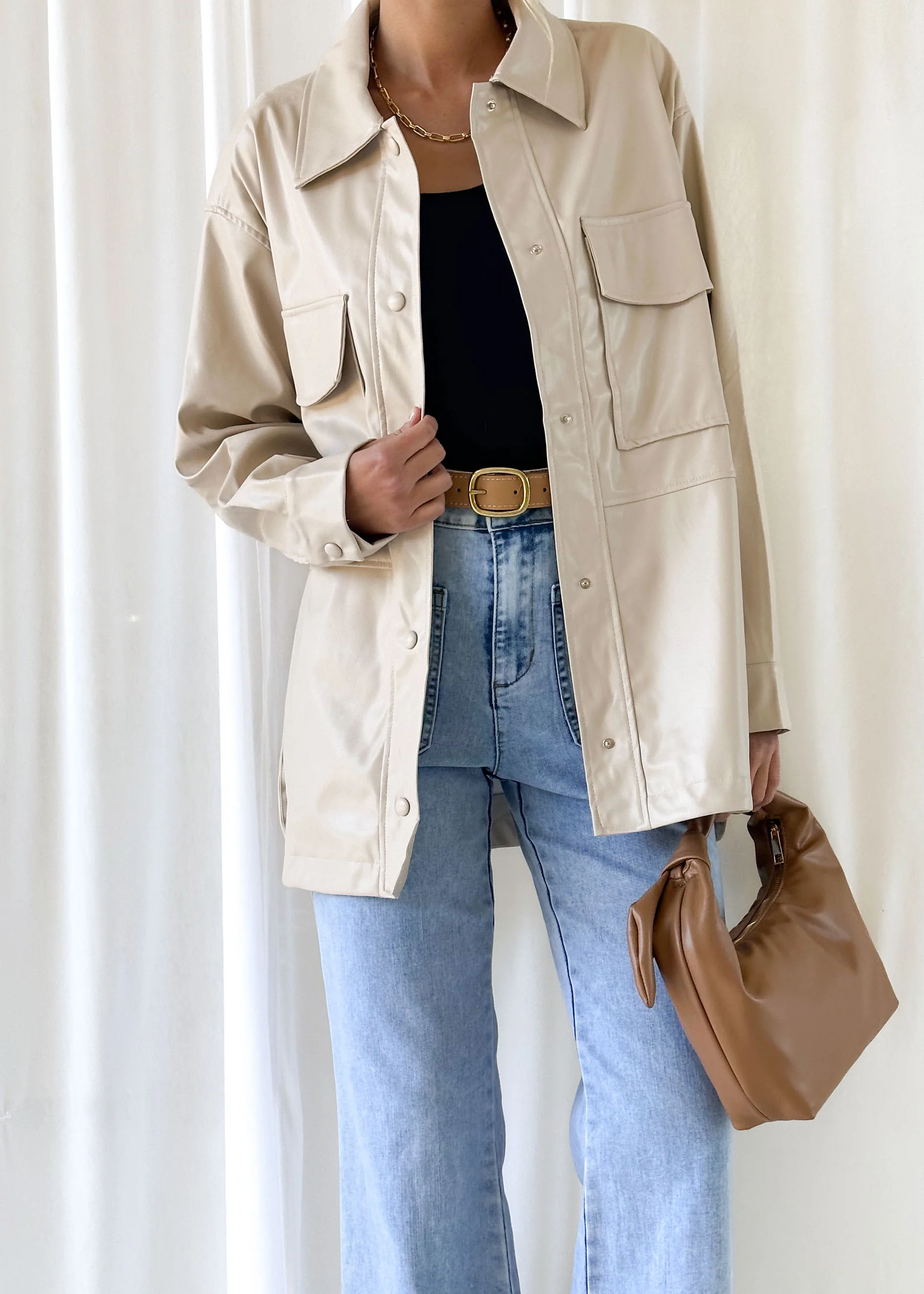 Elainne PU Jacket - Beige - Image 2