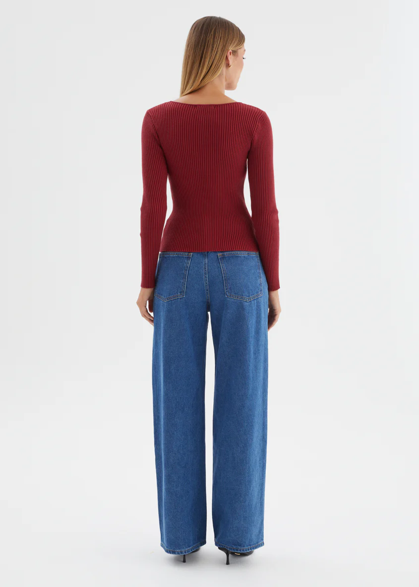 Eleonore Knit Top - Burgundy - Image 8