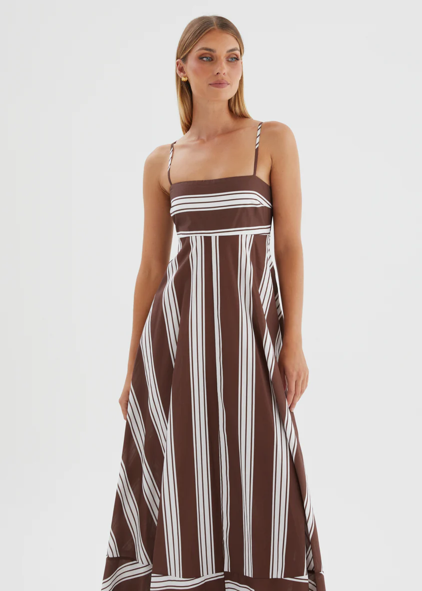 Elide Maxi Dress - Choc Stripe - Image 3