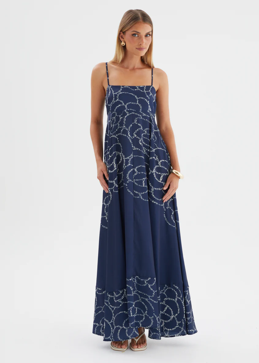 Elide Maxi Dress - Navy Abstract - Image 3