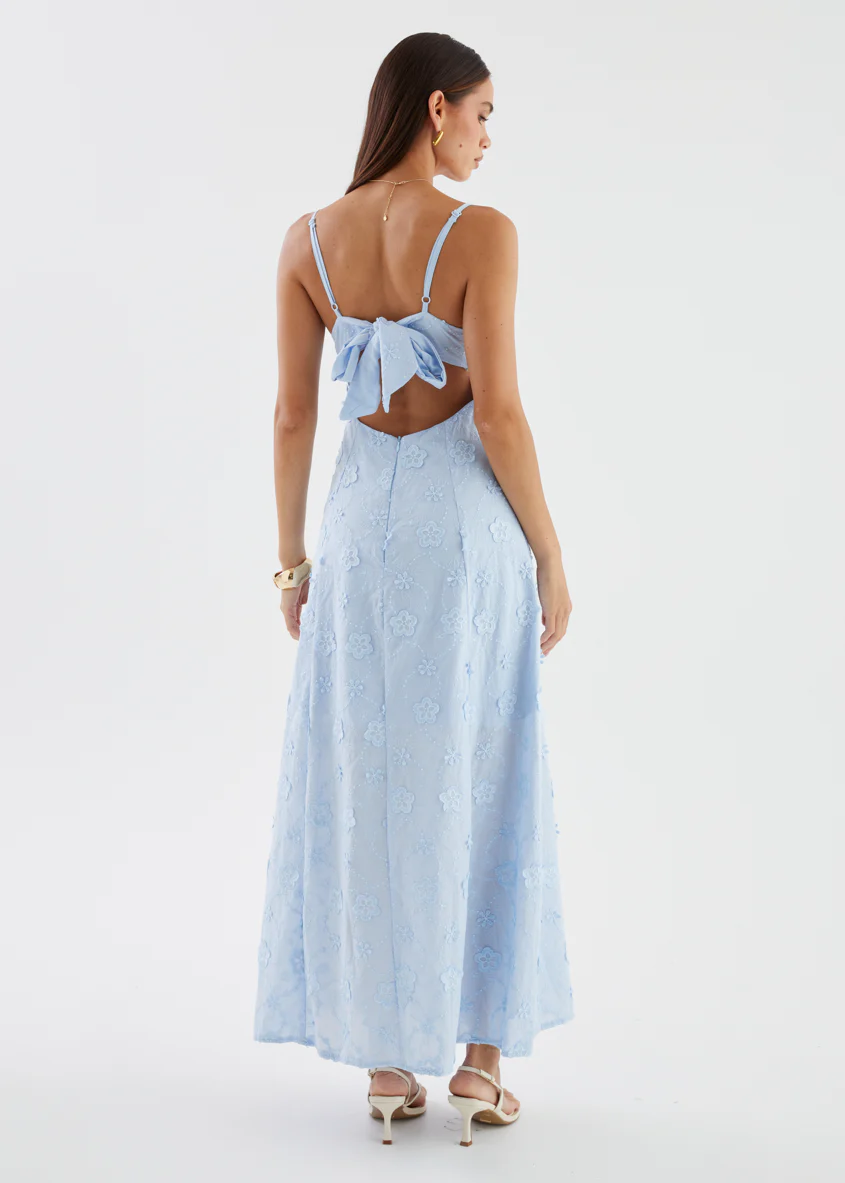 Elsa Embroidered Maxi Dress - Baby Blue - Image 9