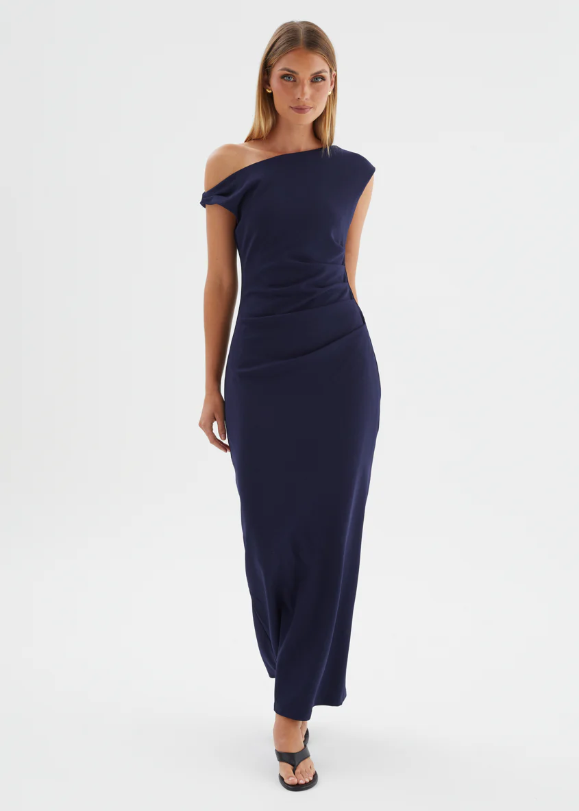 Elsea One Shoulder Maxi Dress - Navy - Image 4