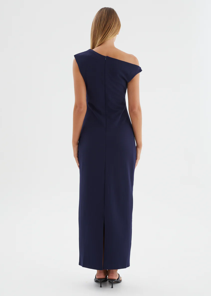 Elsea One Shoulder Maxi Dress - Navy - Image 6