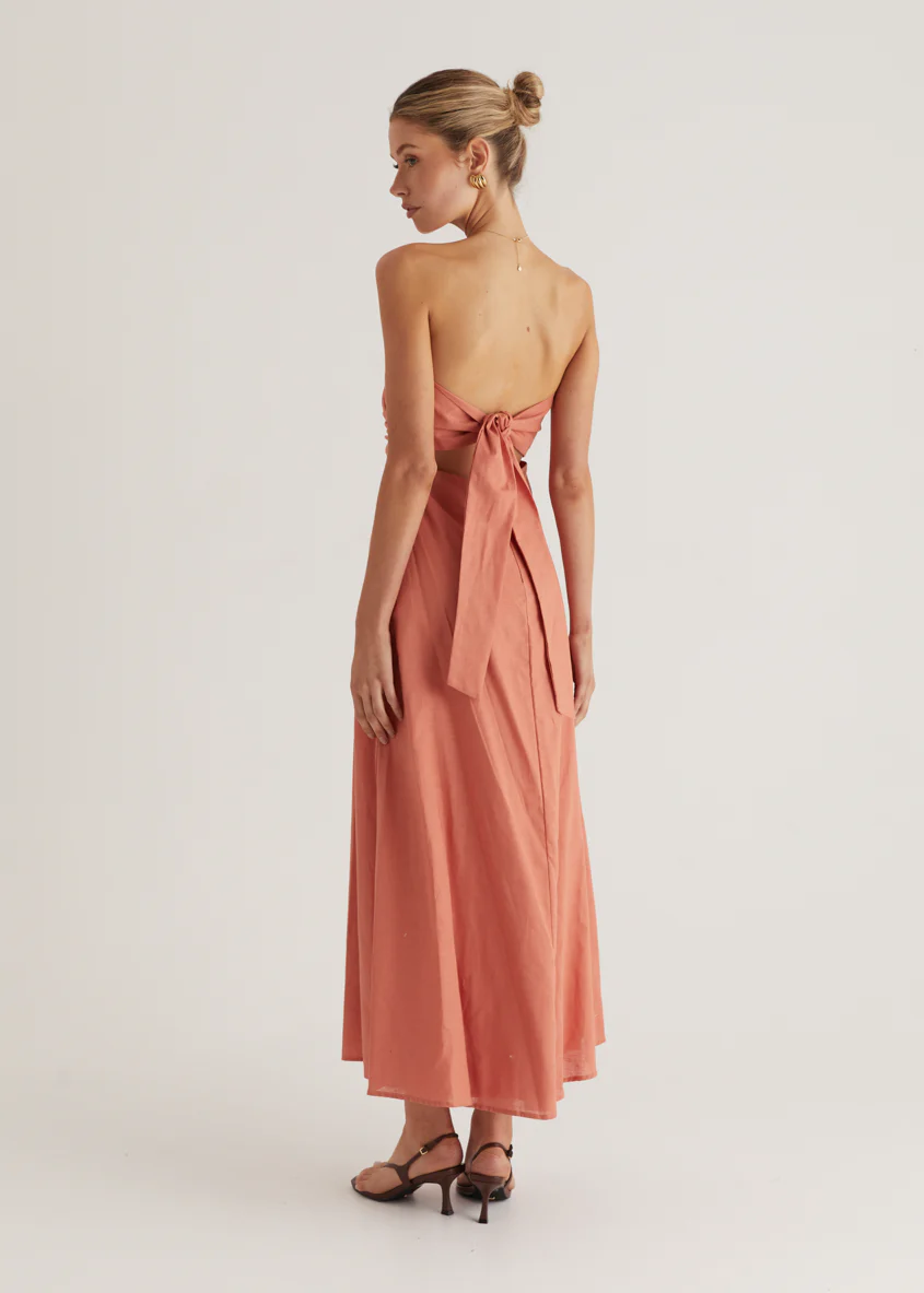 Emily Strapless Maxi Dress - Coral - Image 10