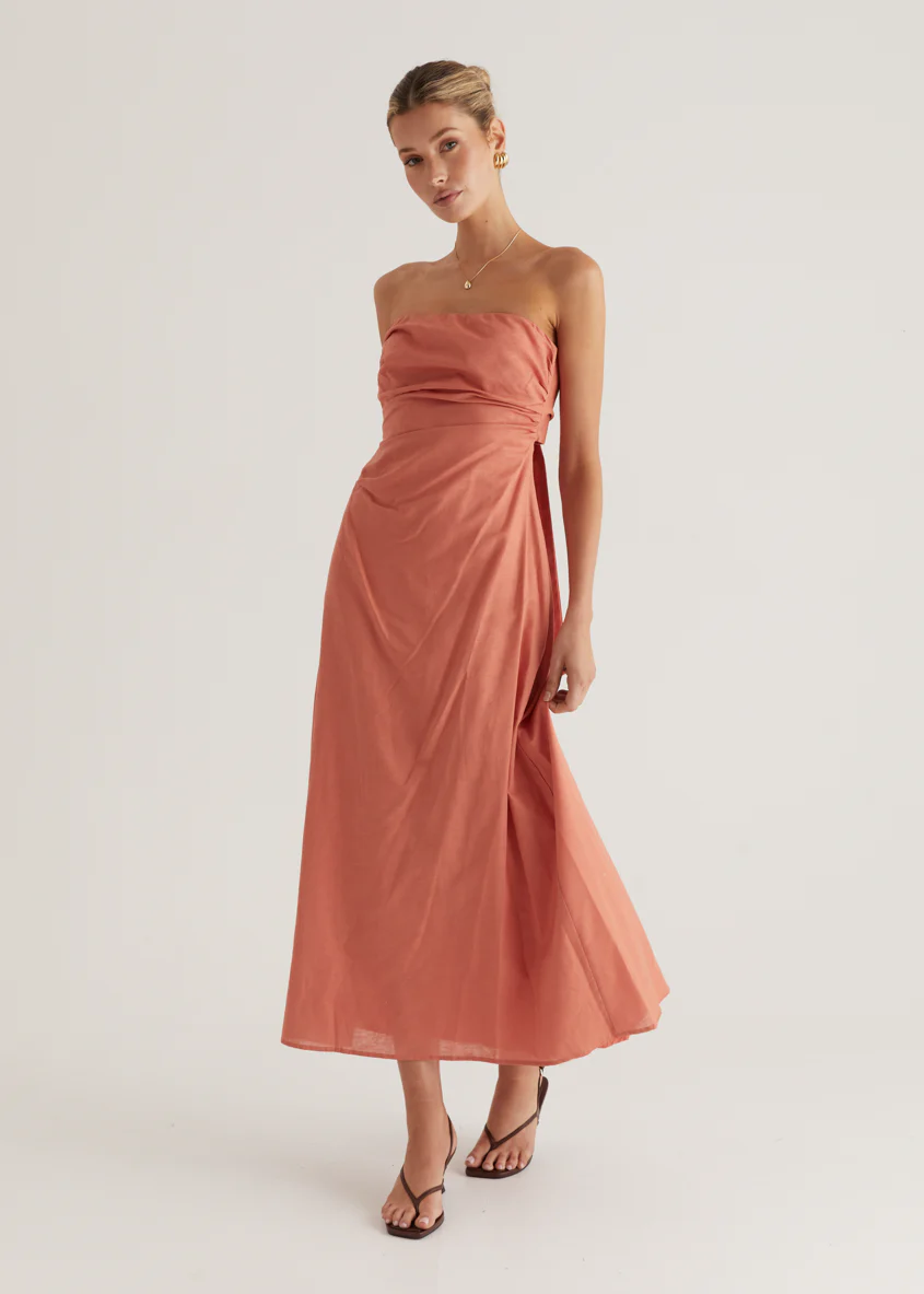 Emily Strapless Maxi Dress - Coral - Image 6