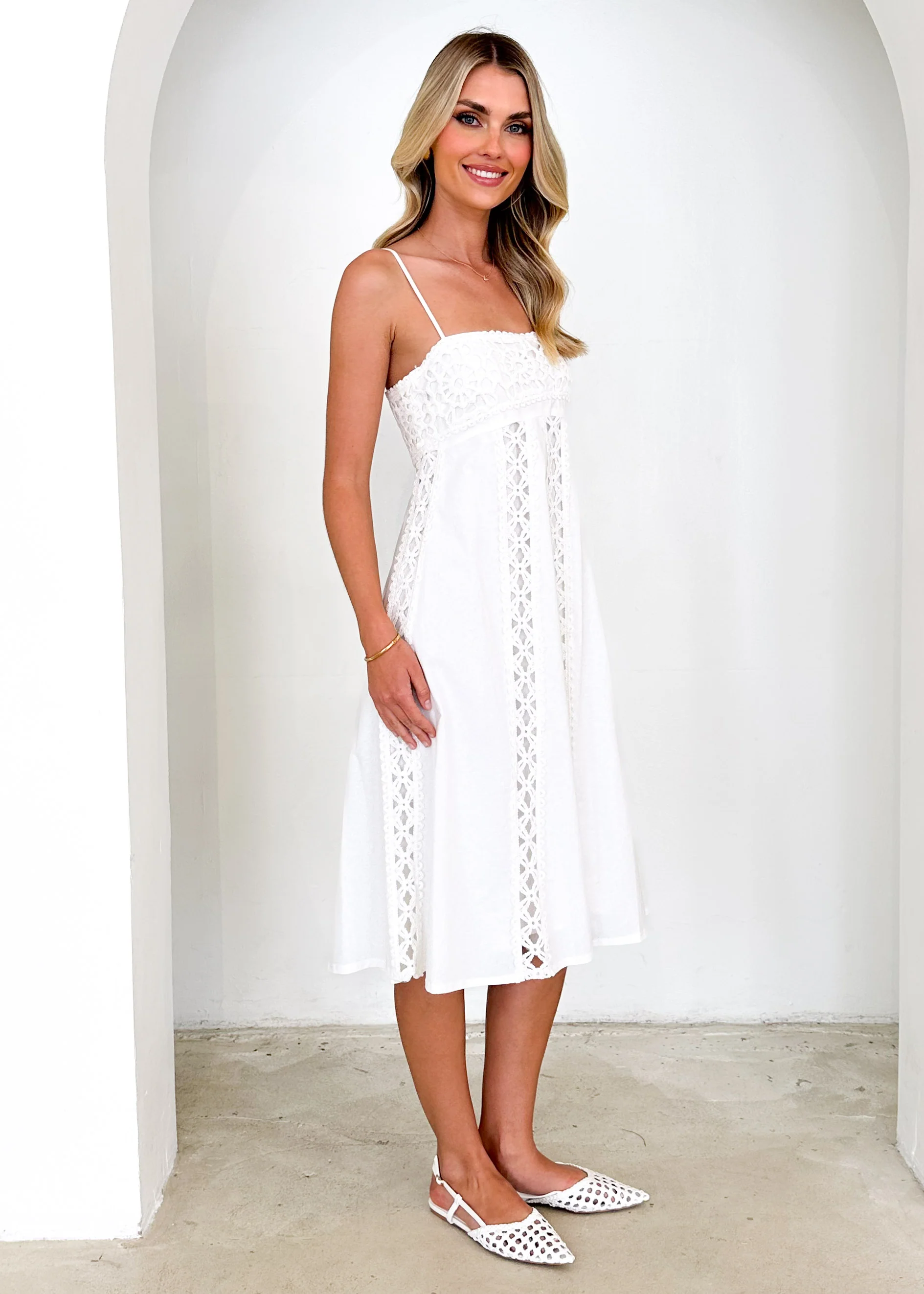 Empress Midi Dress - Off White - Image 6