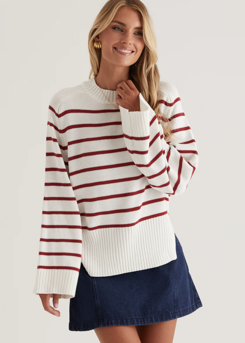 Eva Sweater - Wine Stripe - Image 15