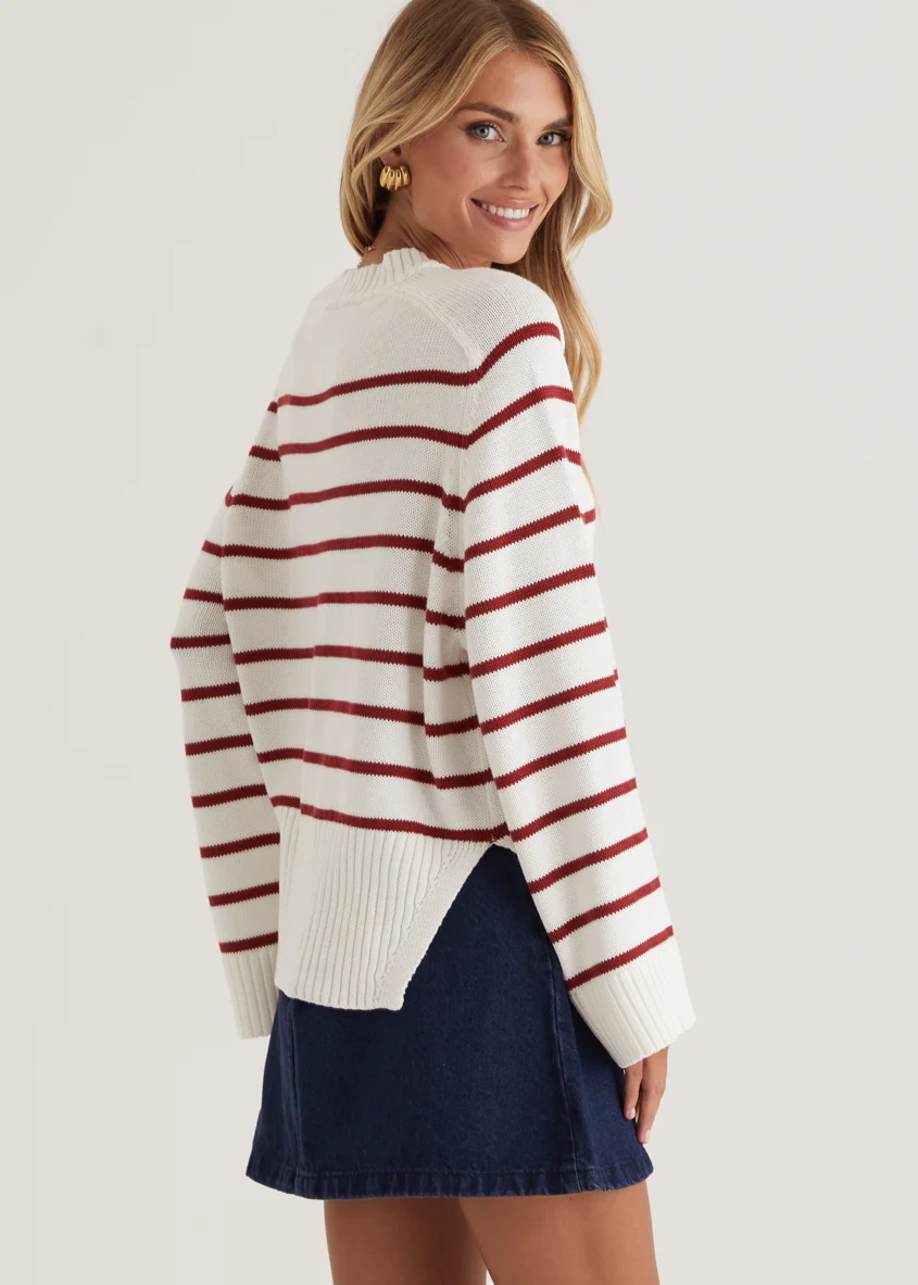 Eva Sweater - Wine Stripe - Image 16