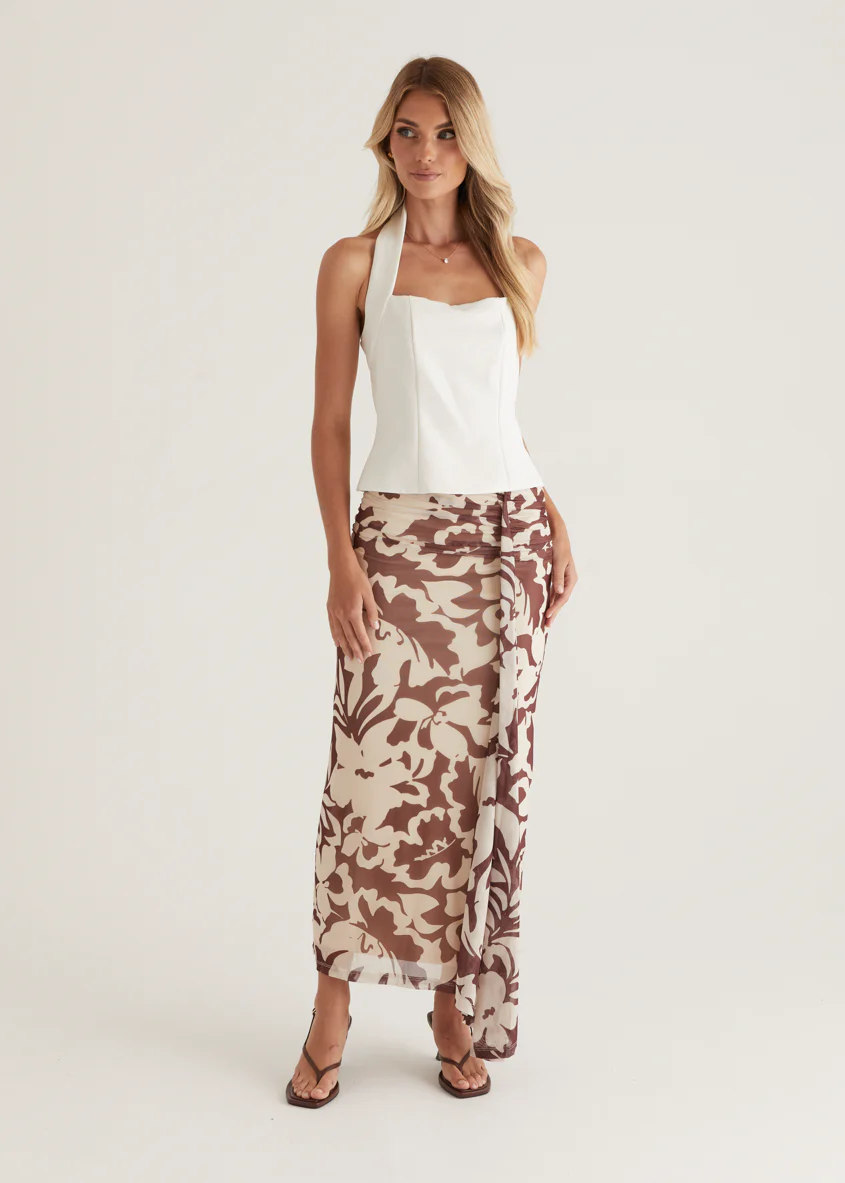 Eyso Mesh Maxi Skirt - Choc Flowers - Image 6