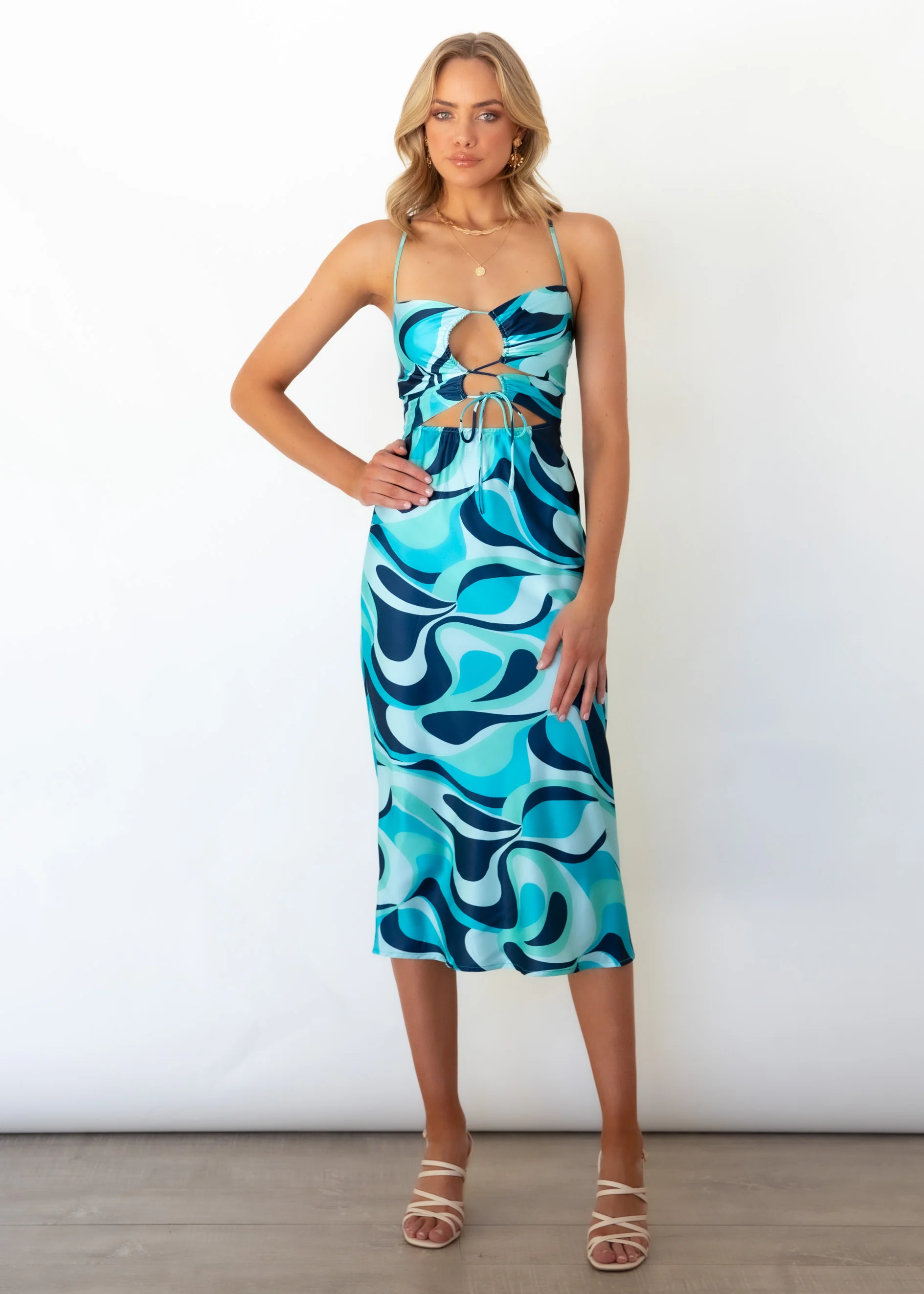 Fade Cut-Out Midi Dress - Blue Print - Image 7