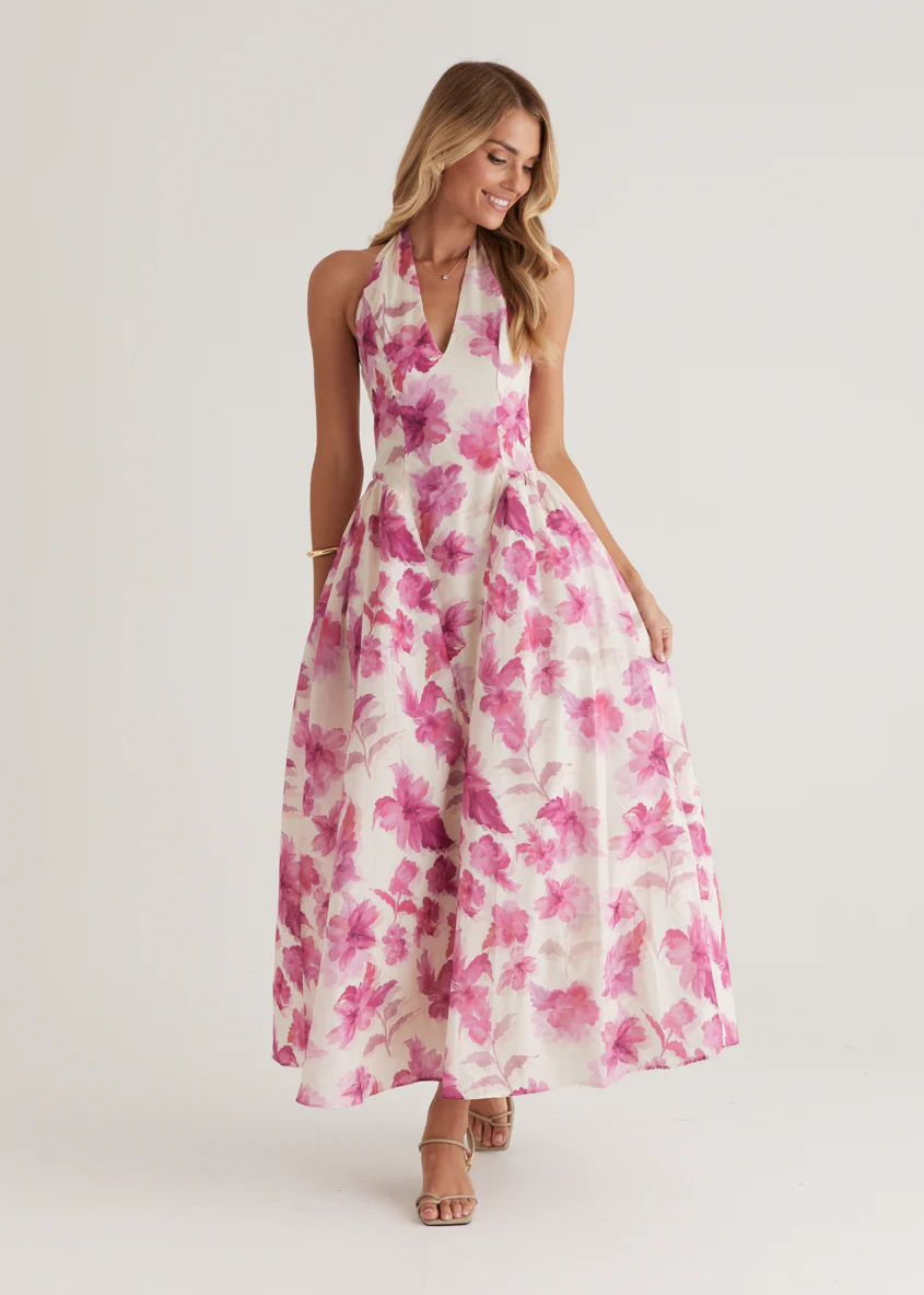 Faithless Halter Maxi Dress - Pink Flowers - Image 7