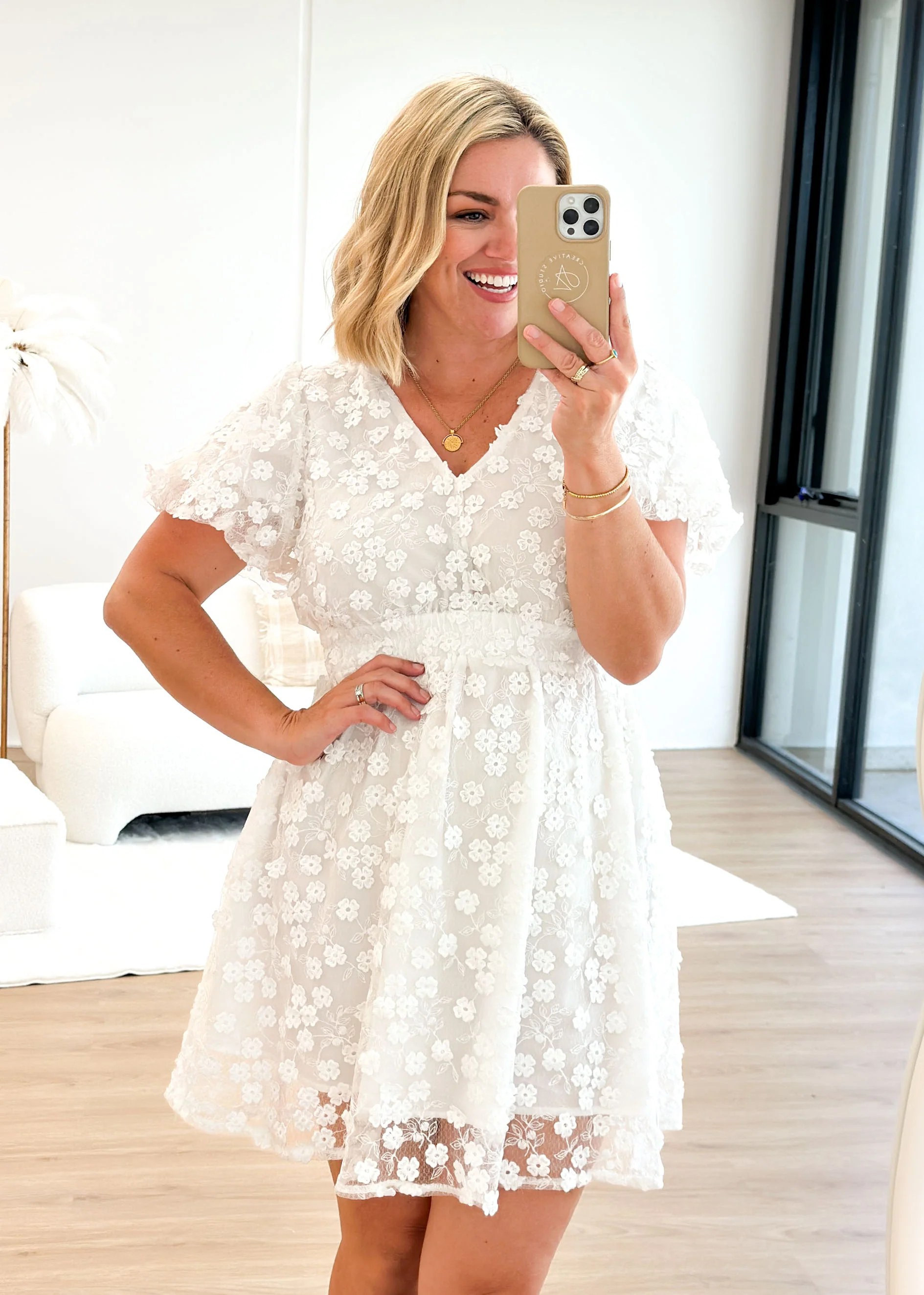 Falta Embroidered Dress - Off White - Image 7