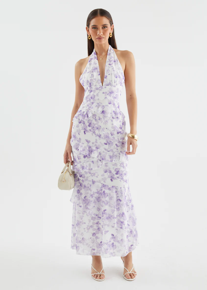Ferryn Halter Maxi Dress - Purple Floral - Image 8