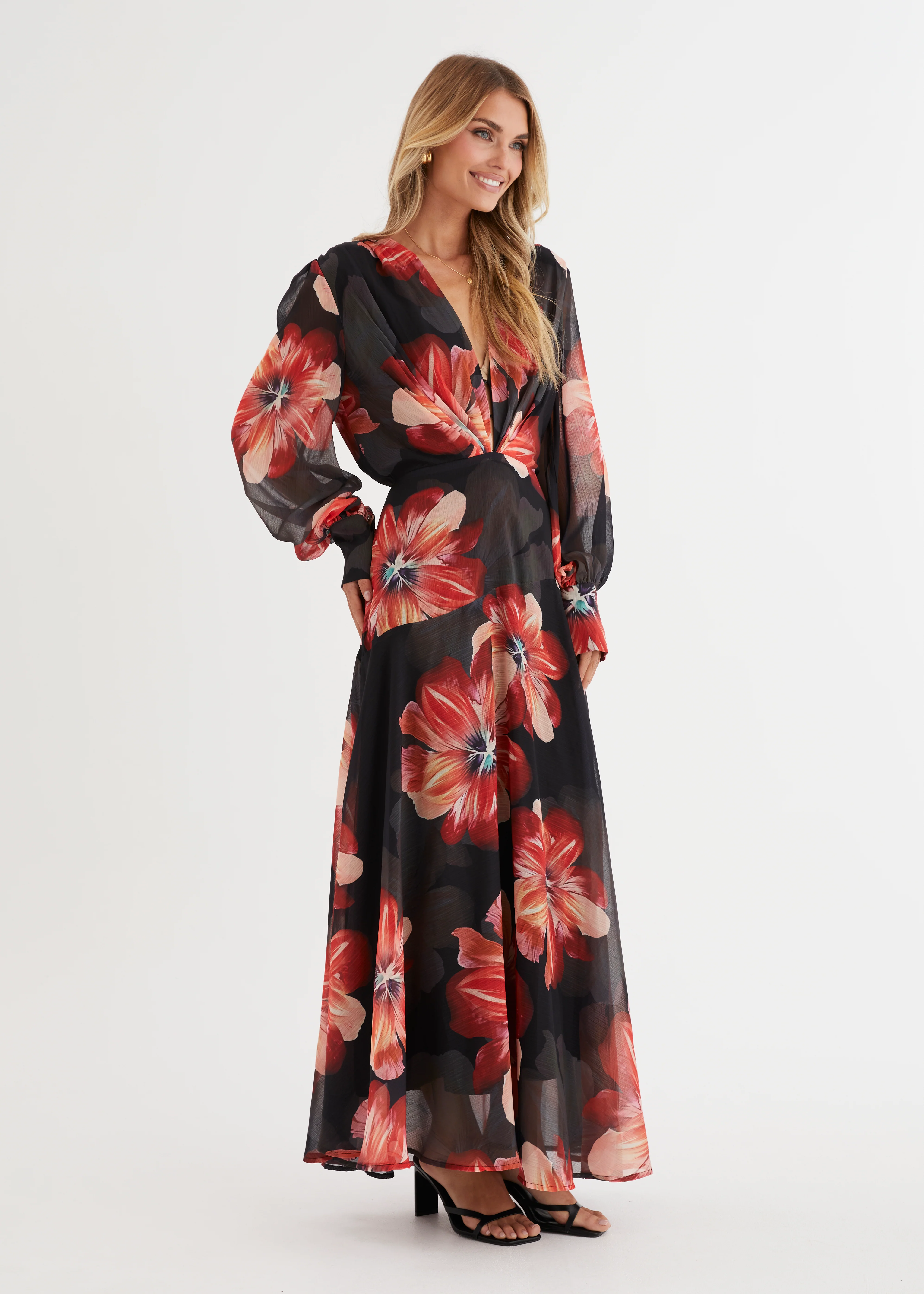 Frida Maxi Dress - Black Floral - Image 3