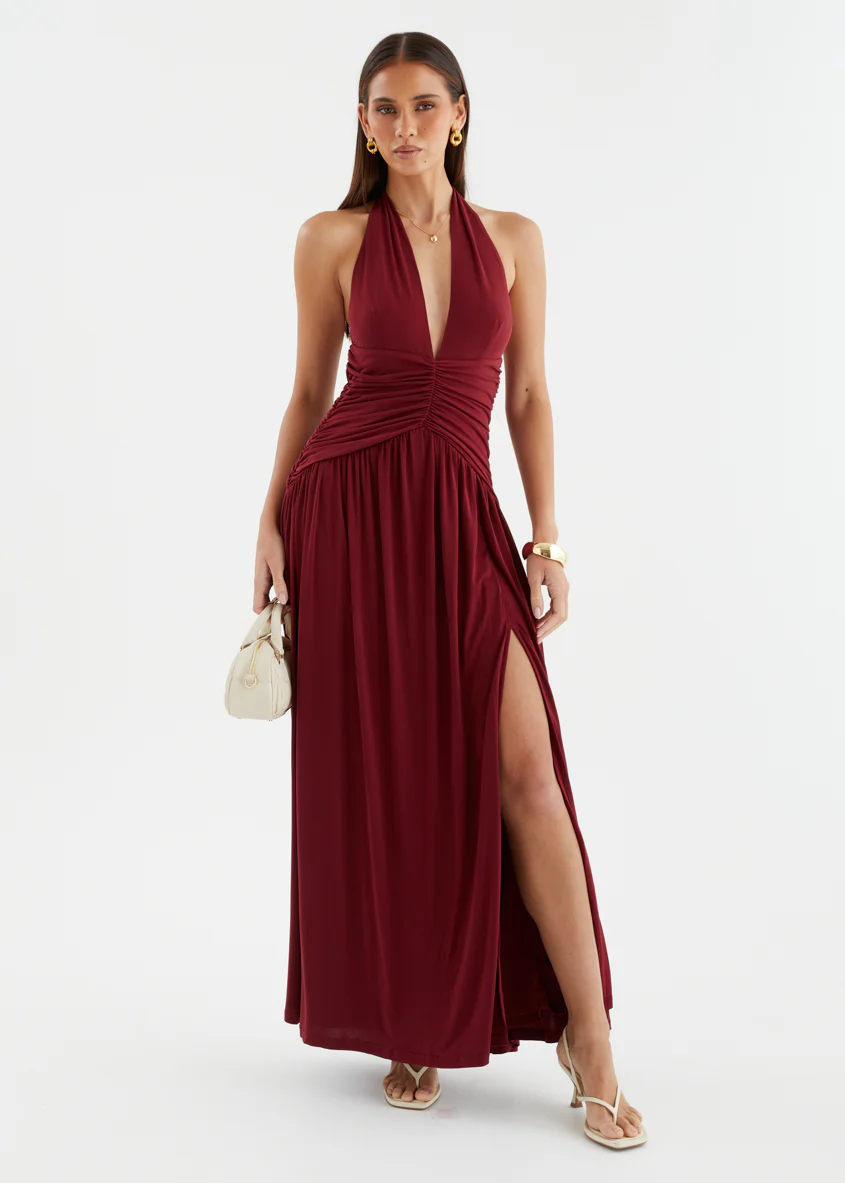 Giana Halter Maxi Dress - Wine - Image 6
