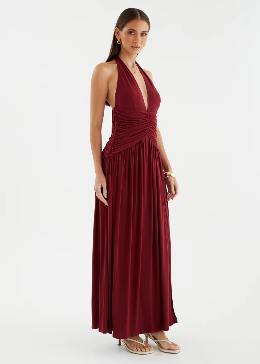 Giana Halter Maxi Dress - Wine - Image 7