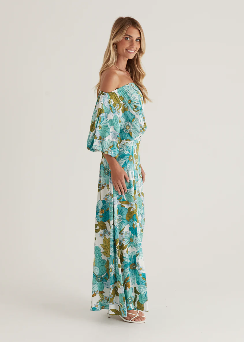 Hallie Off Shoulder Maxi Dress - Amaya Green - Image 7