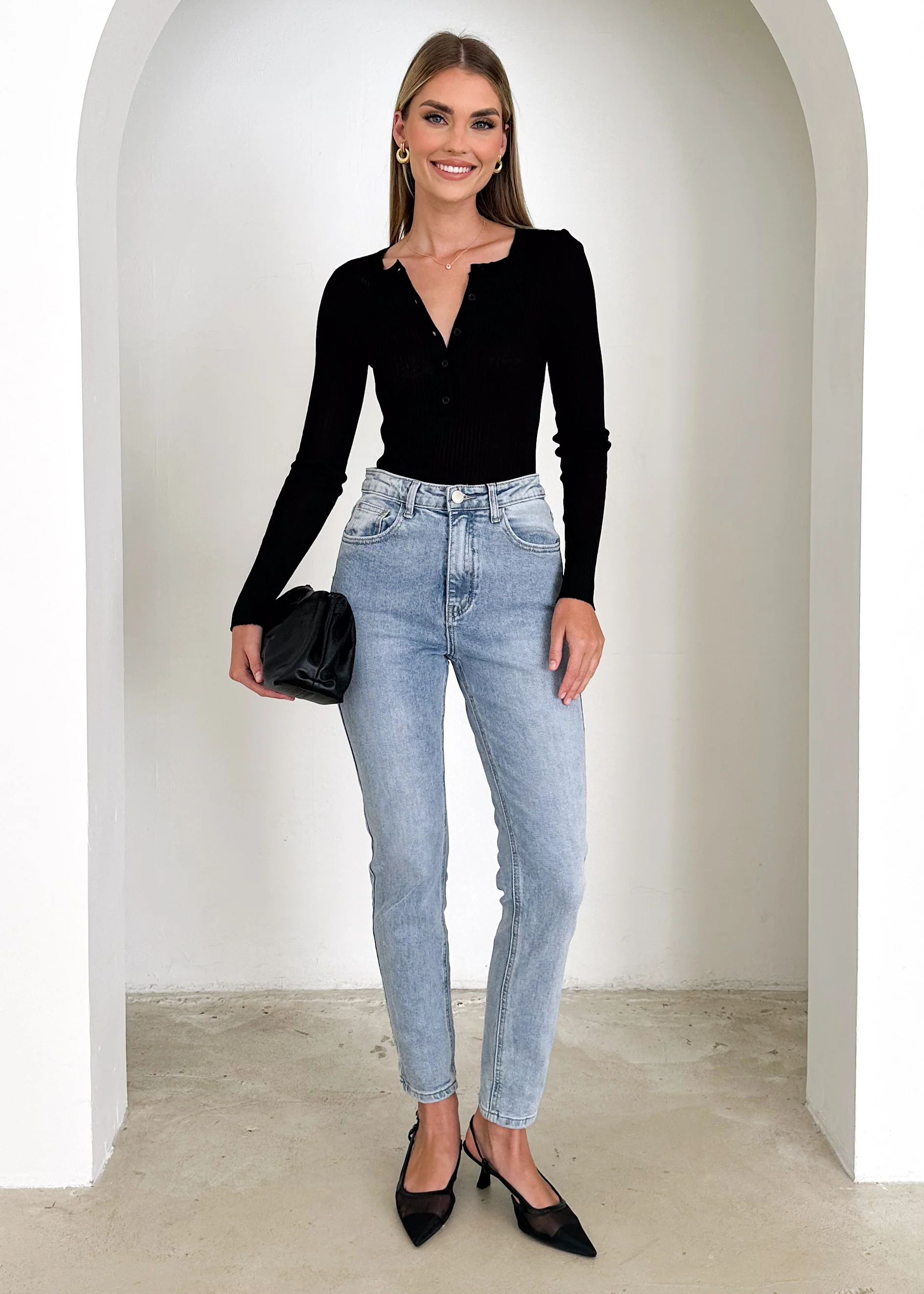 Harrie High Rise Stretch Jeans - Light Wash - Image 9