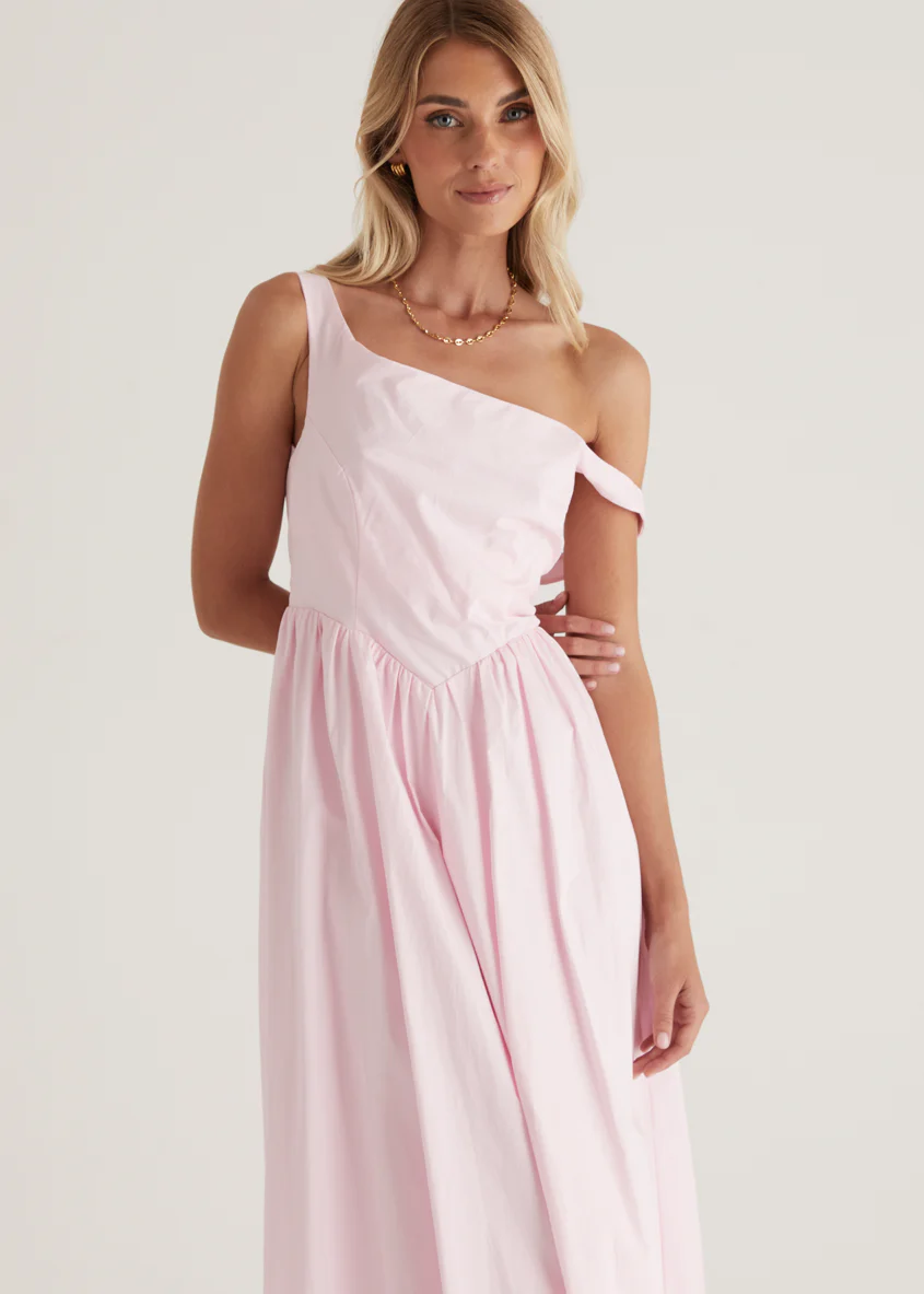 Haven One Shoulder Maxi Dress - Blush - Image 4