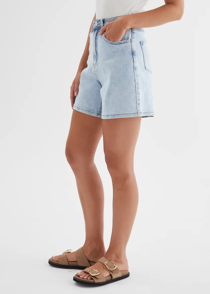 Hayden Denim Shorts - Light Blue - Image 7