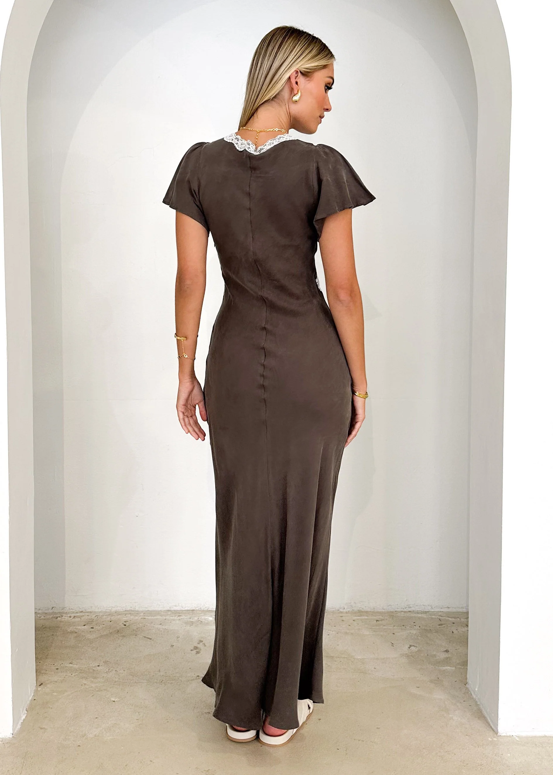 Heyla Cupro Maxi Dress - Warm Grey - Image 9