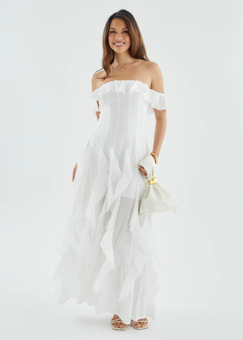 Ilana Off Shoulder Maxi Dress - White - Image 2