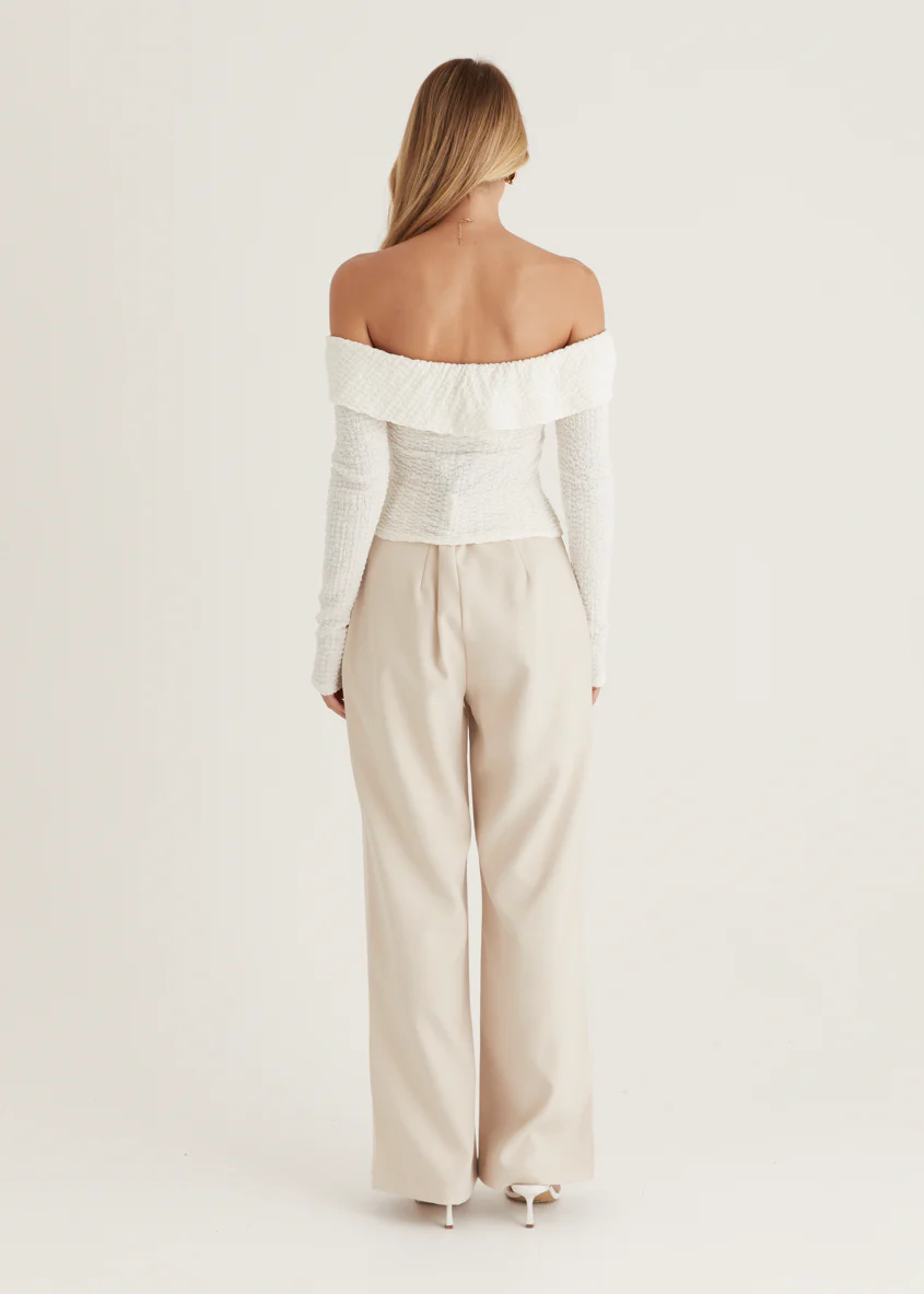 Imcroe Off Shoulder Top - Off White - Image 14