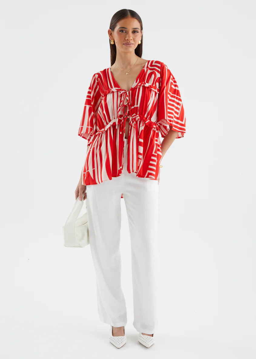 Imelda Blouse - Red Abstract - Image 3