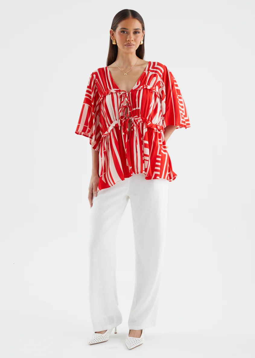 Imelda Blouse - Red Abstract - Image 4