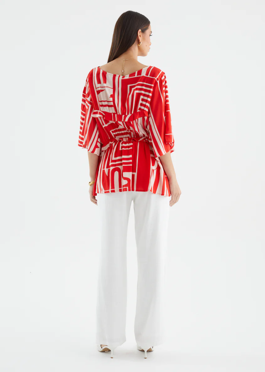 Imelda Blouse - Red Abstract - Image 7