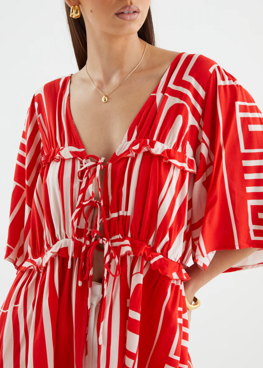 Imelda Blouse - Red Abstract - Image 8