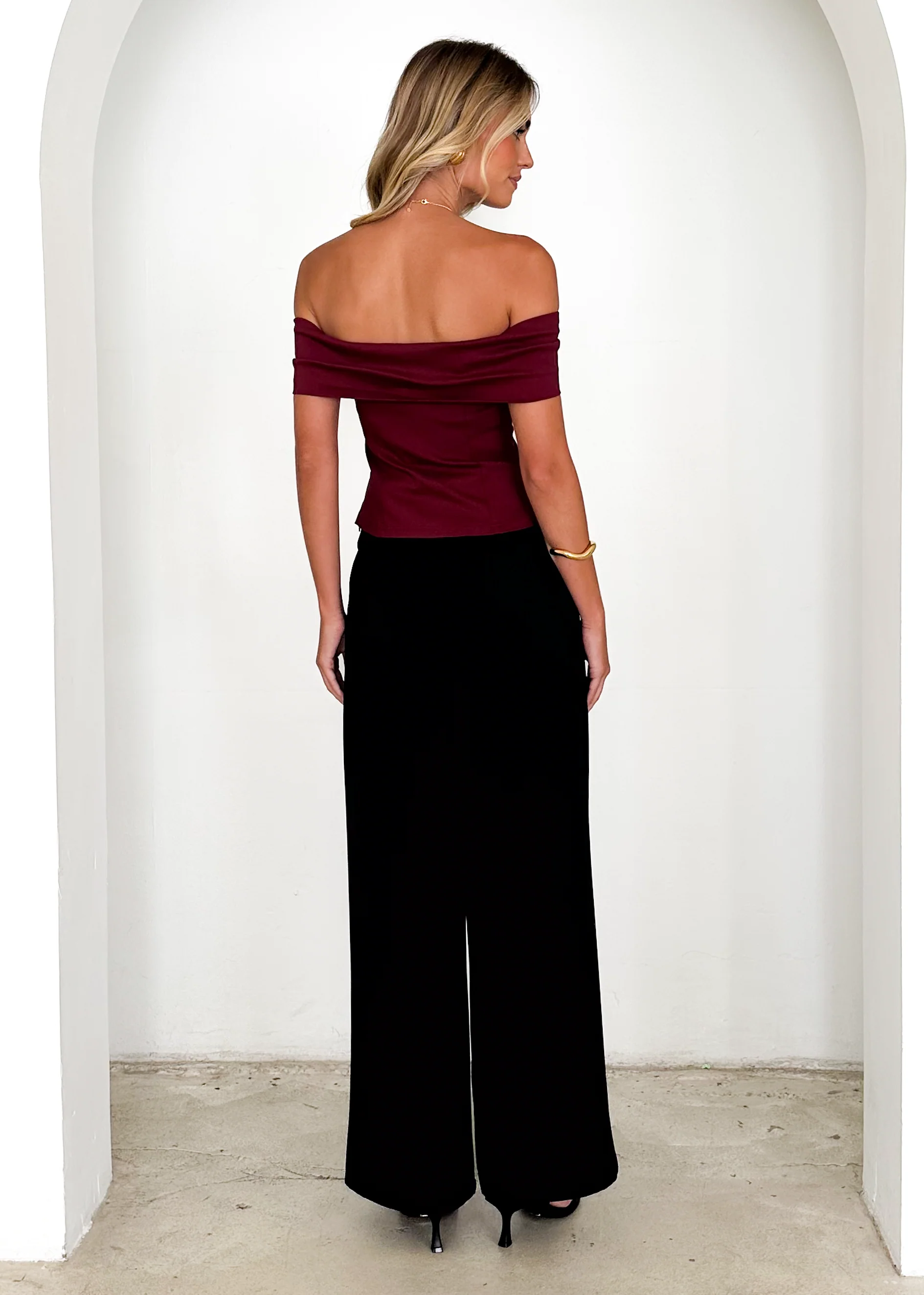 Indikah Off Shoulder Top - Wine - Image 7