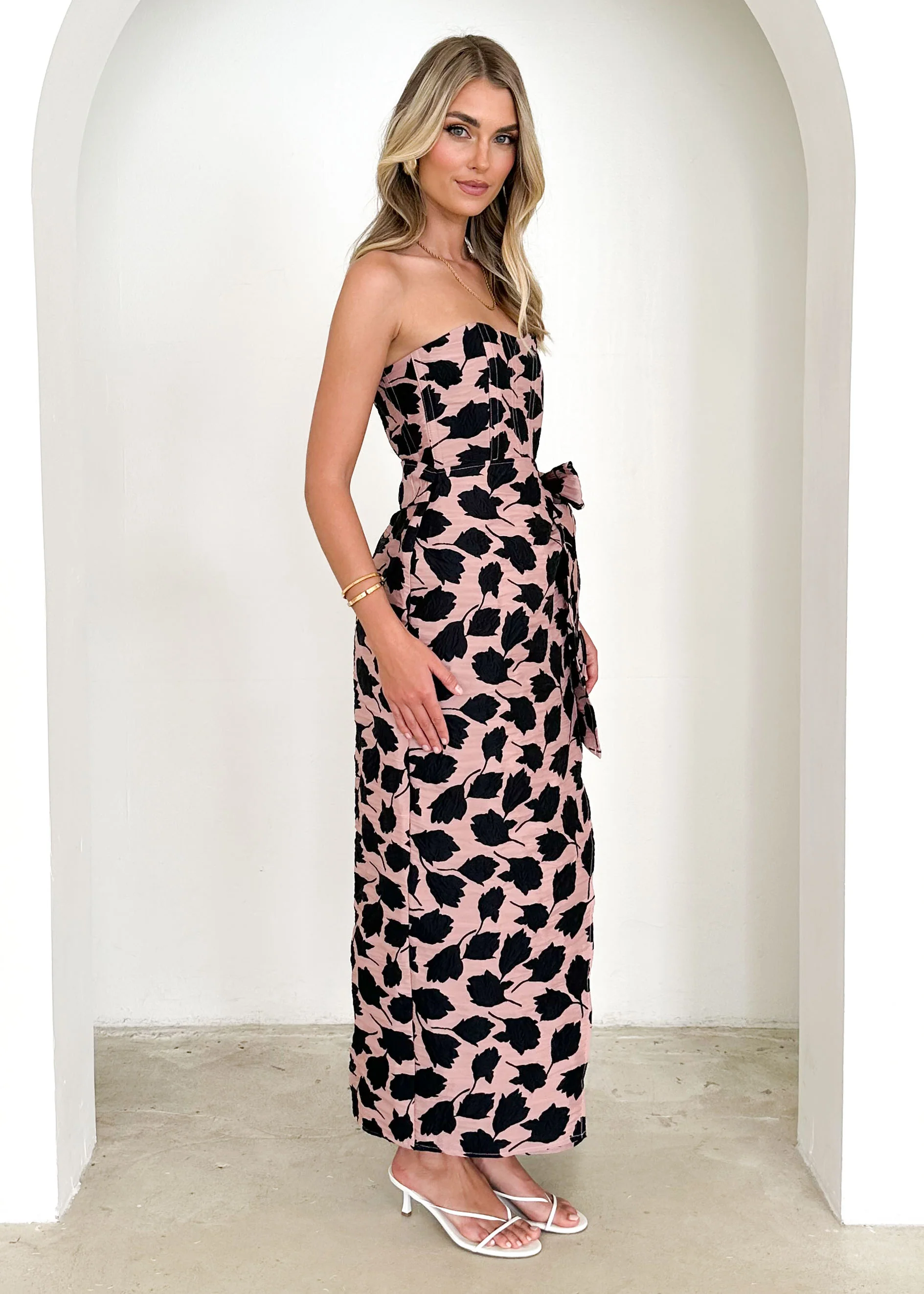 Indra Strapless Midi Dress - Midnight Rose - Image 12