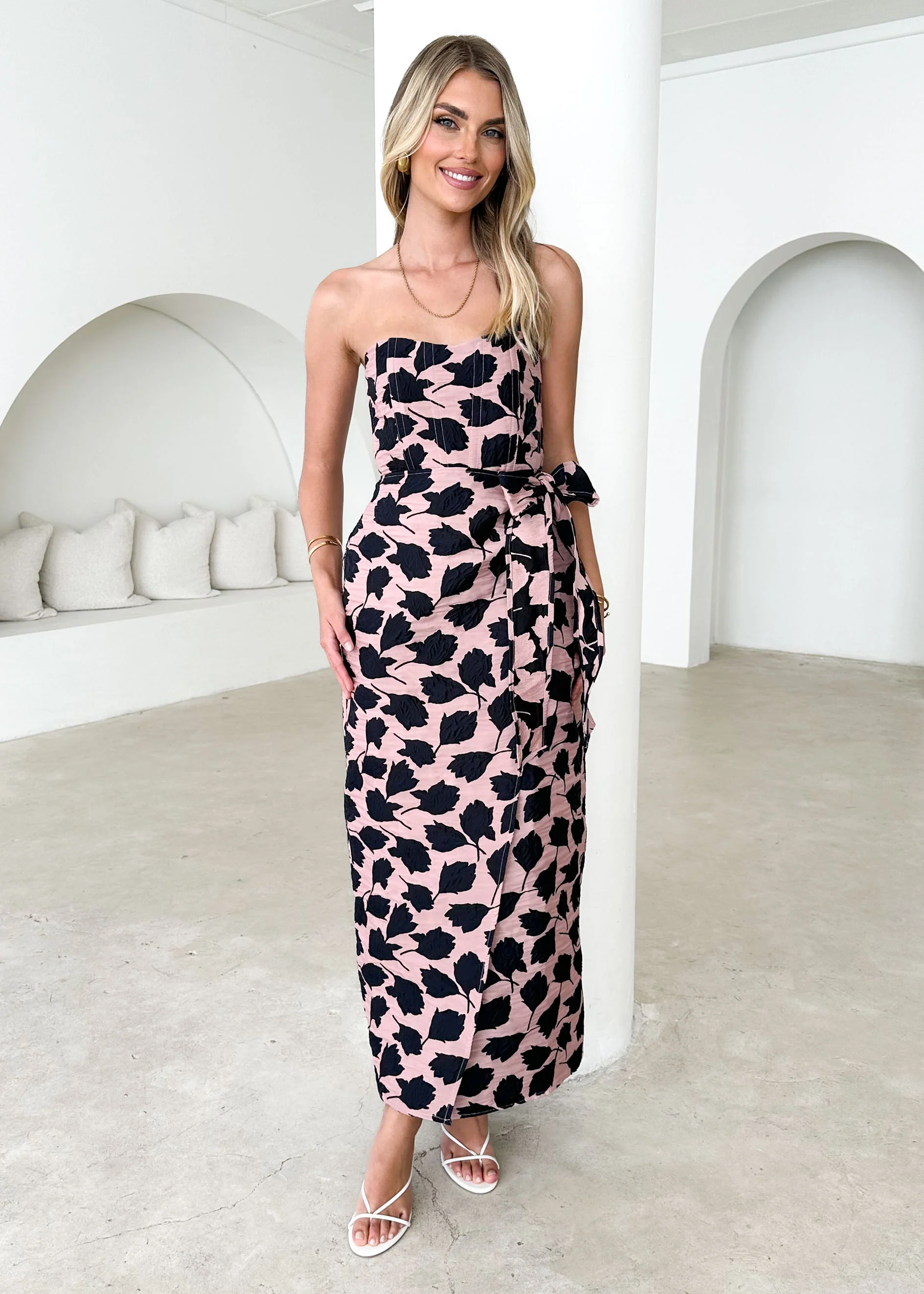 Indra Strapless Midi Dress - Midnight Rose - Image 9