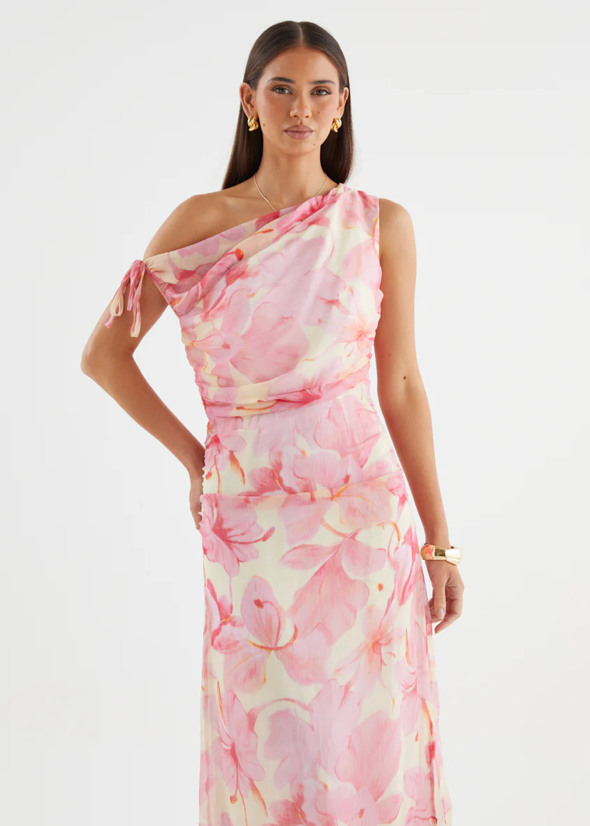 Indy Drop Shoulder Maxi Dress - Pink Flowers - Image 2