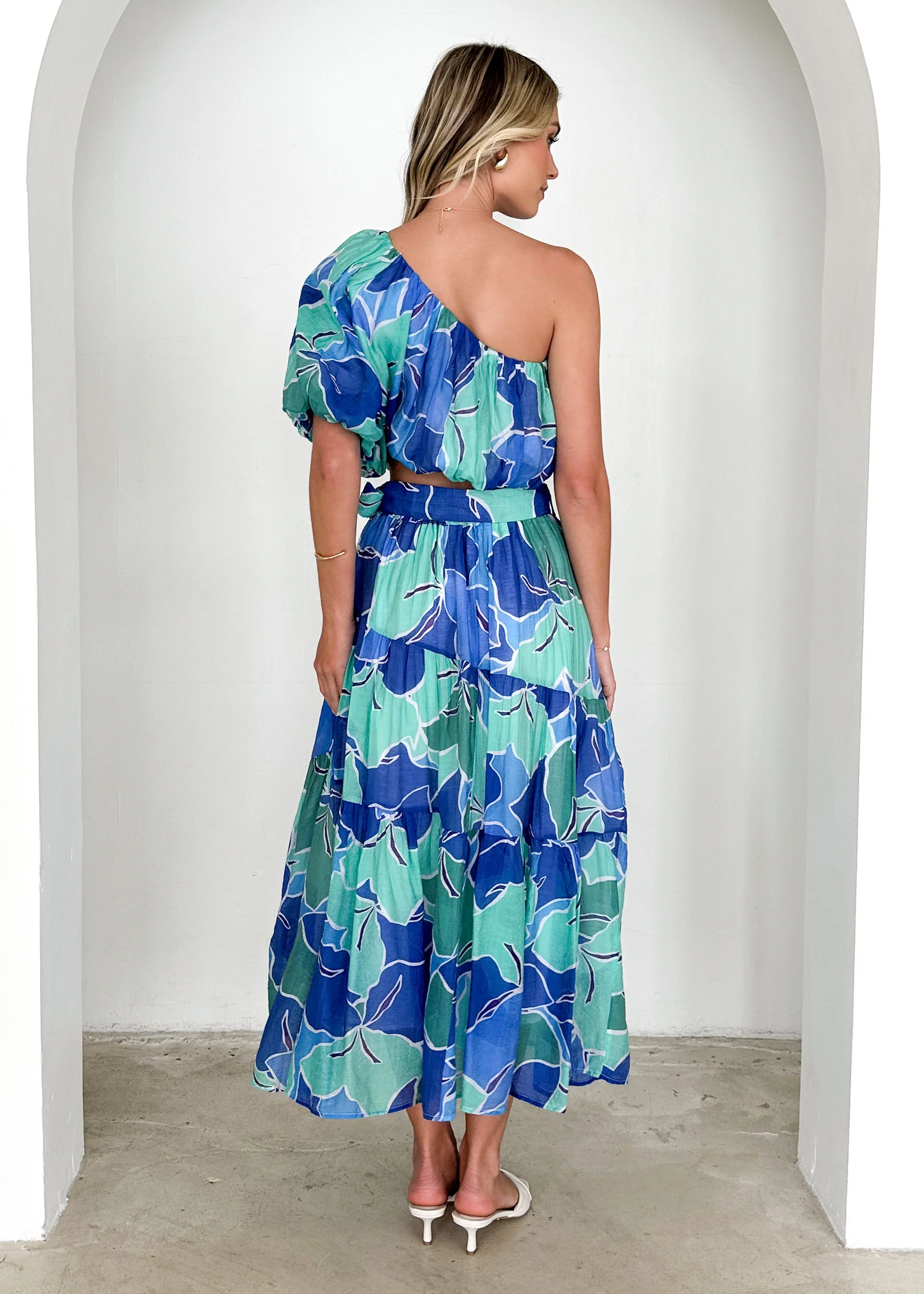 Ivanna One Shoulder Crop - Blue Abstract - Image 8