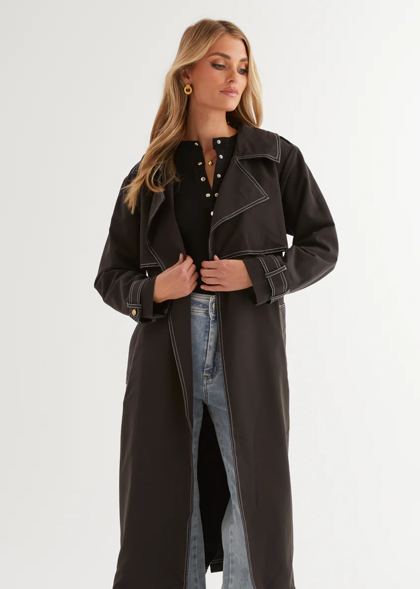 Jaidie Trench Coat - Black - Image 3