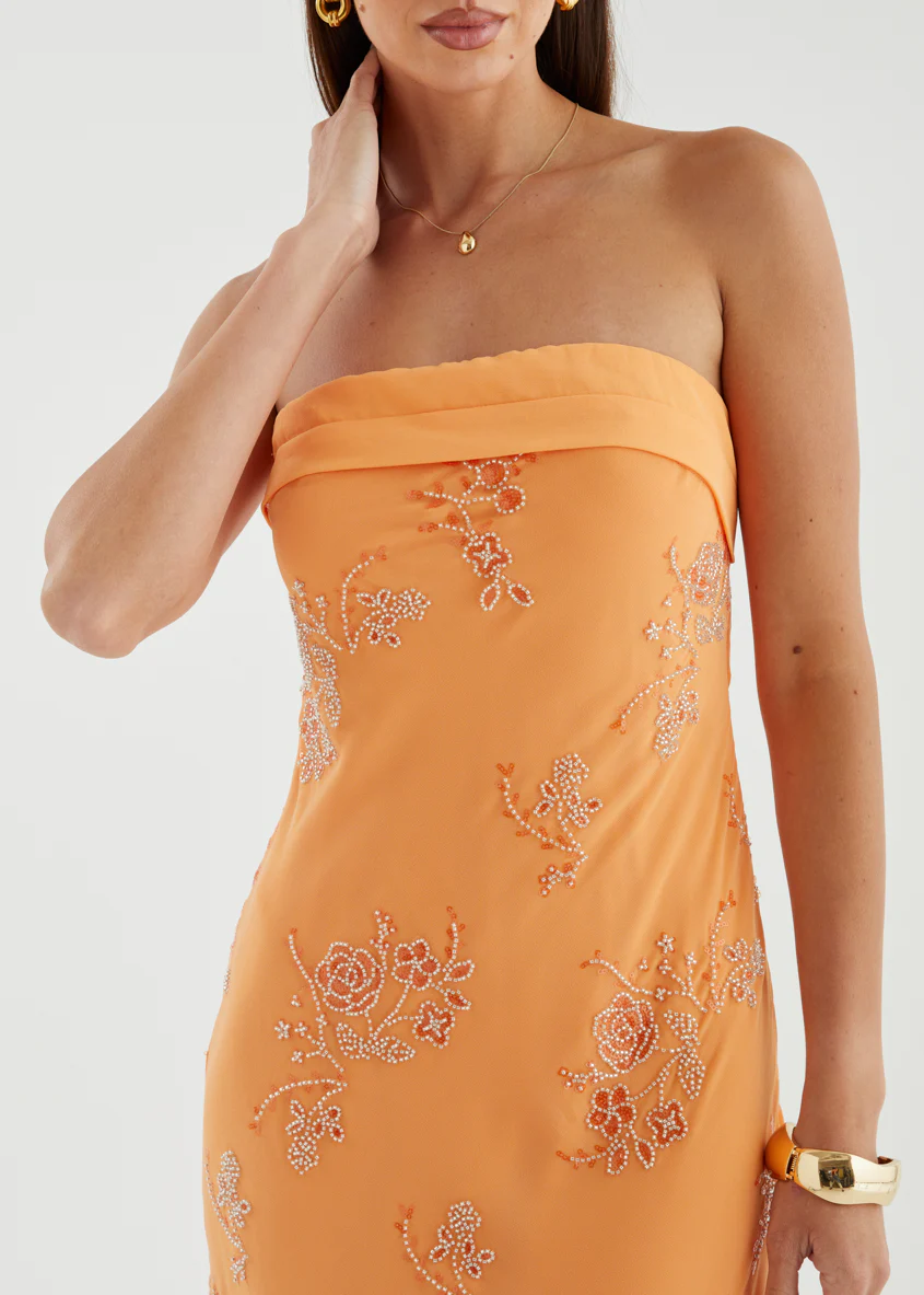 Jamie Strapless Maxi Dress - Tangerine Blossom - Image 10