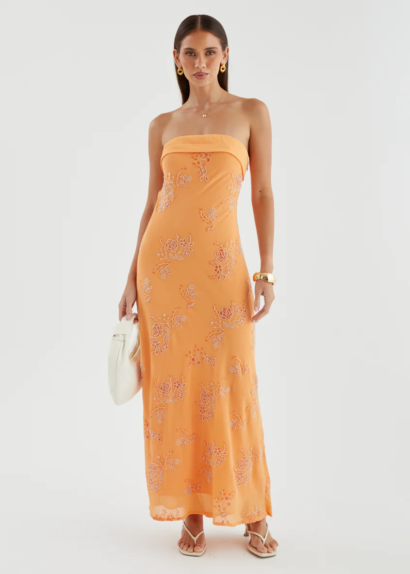 Jamie Strapless Maxi Dress - Tangerine Blossom - Image 6