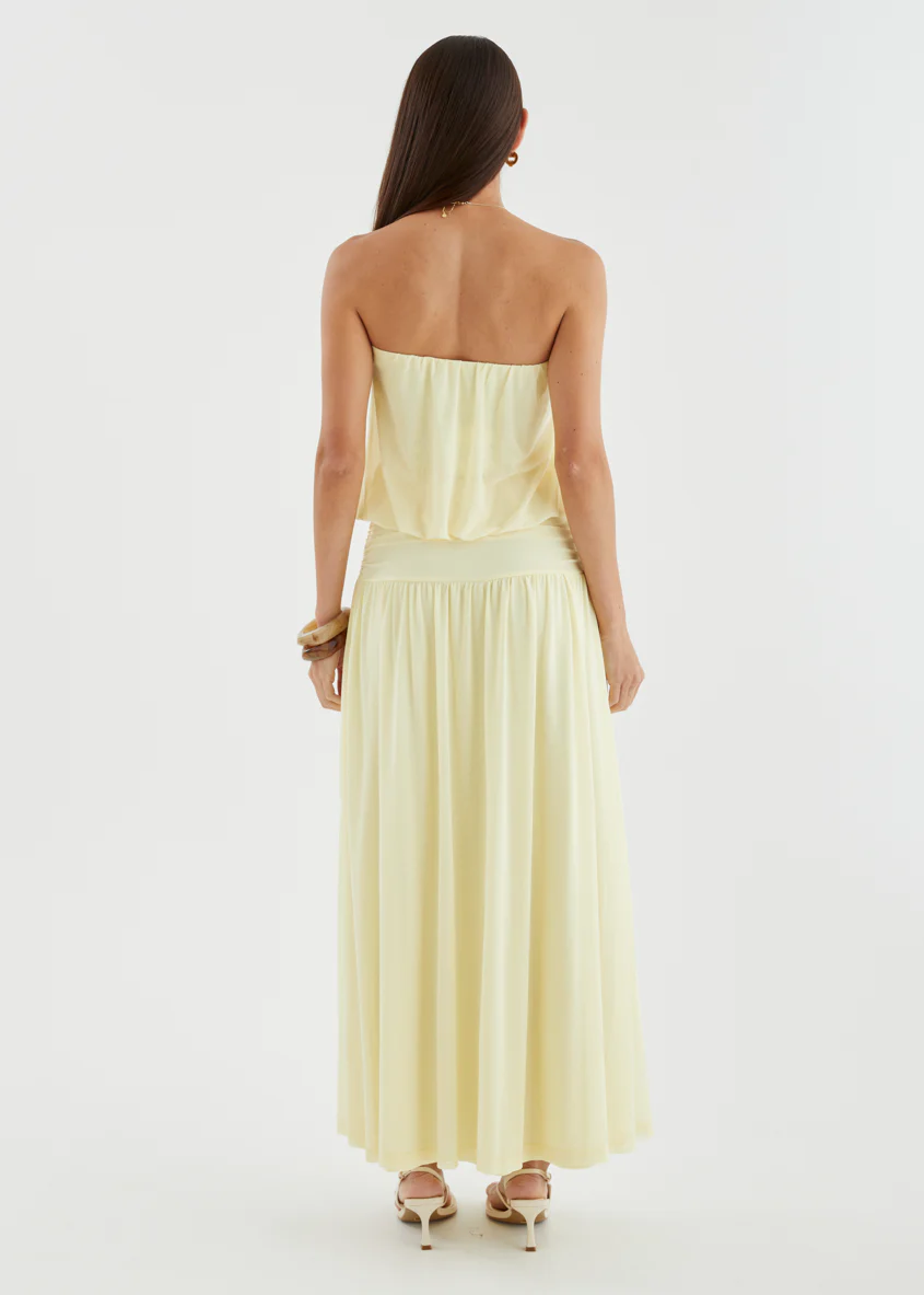Janey Strapless Mesh Maxi Dress - Lemon - Image 10