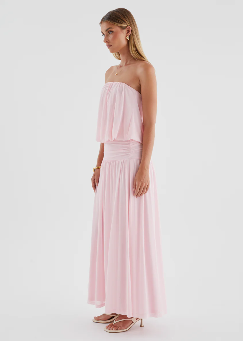 Janey Strapless Mesh Maxi Dress - Pink - Image 5
