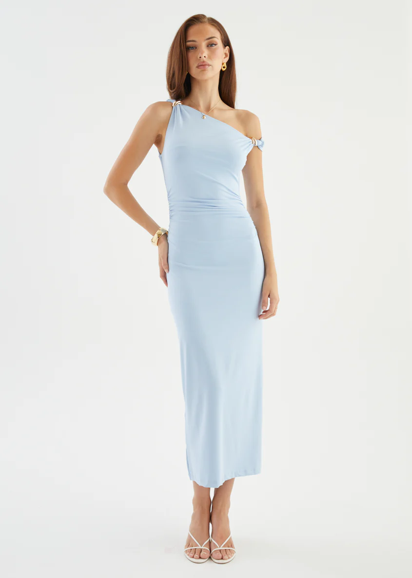Javah One Shoulder Midi Dress - Blue - Image 7