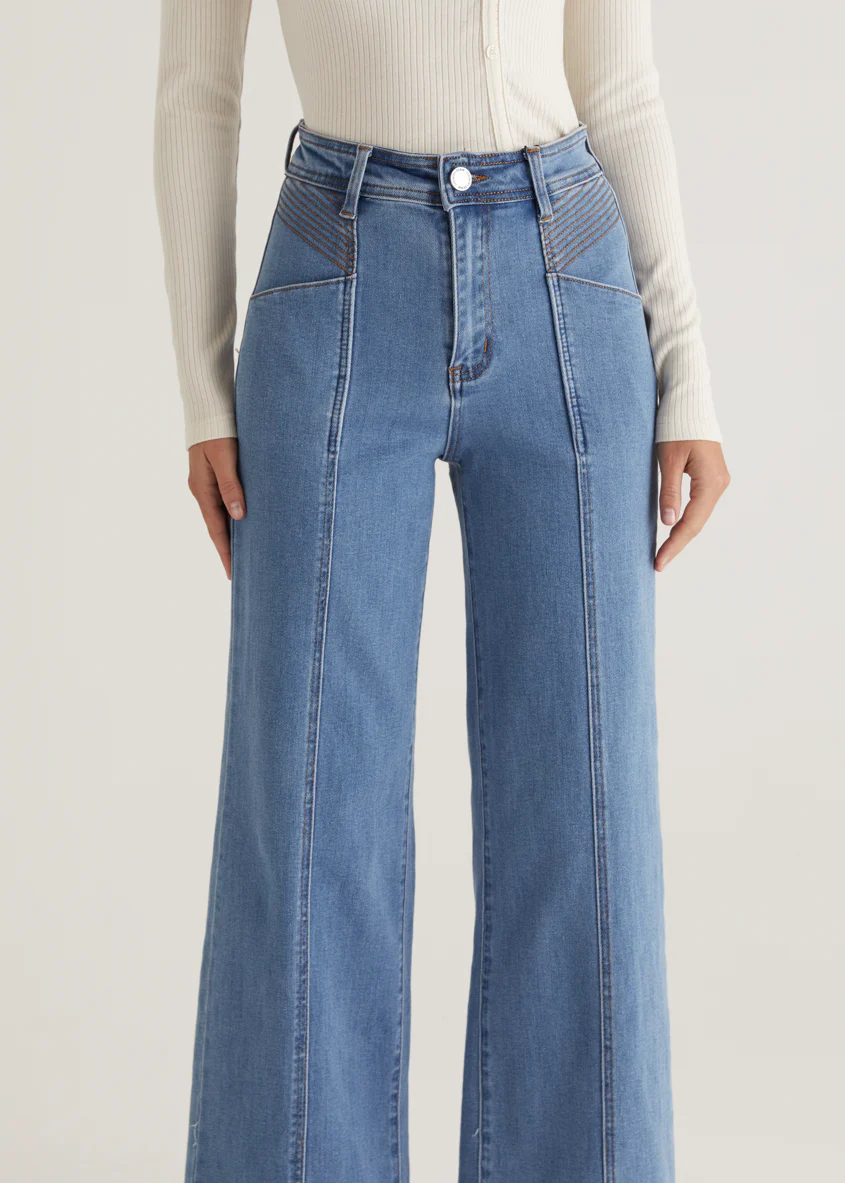 Jess Stretch Wide Leg Jeans - Light Blue - Image 15