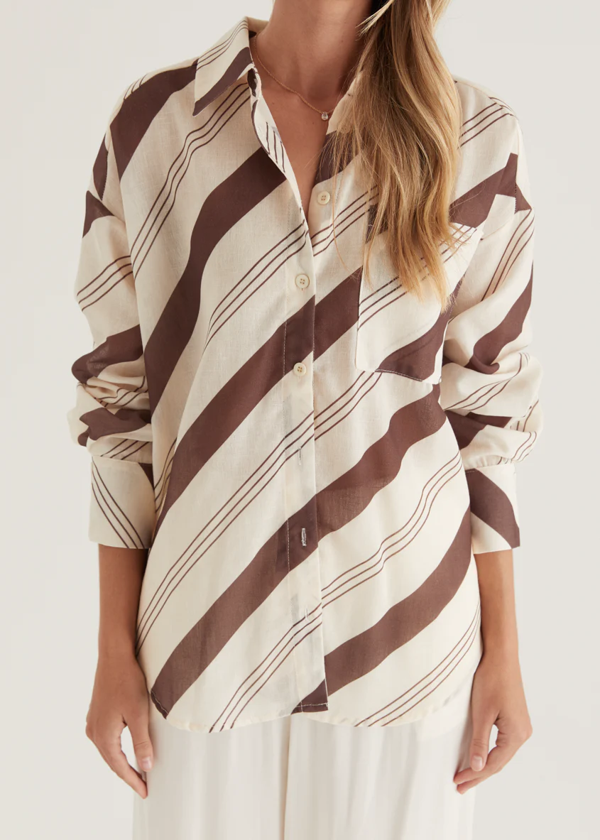 Jessa Shirt - Choc Stripe - Image 10