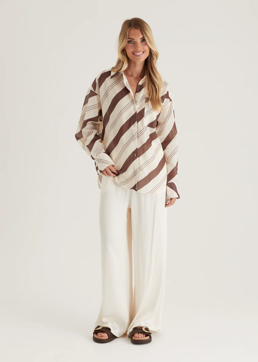 Jessa Shirt - Choc Stripe - Image 4